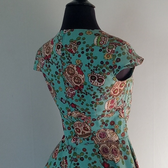 Hell Bunny Day of the dead candy skull retro swing dress XS - Picture 5 of 8